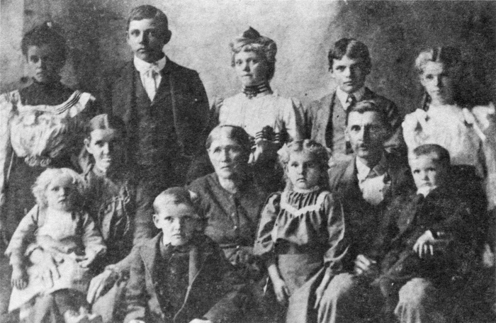 Ferdinand Nemechek Family, circa 1904. Anna, Stephen, Appolonia, Frank, Clara, Agatha Aschenbrenner (Mother), Frances Hoffman-Nemechek (Grand�mother), Ferdinand Nemechek (Father), Mary, Joseph, Rosie, Louis. They settled near Ellis, Kansas in 1898.